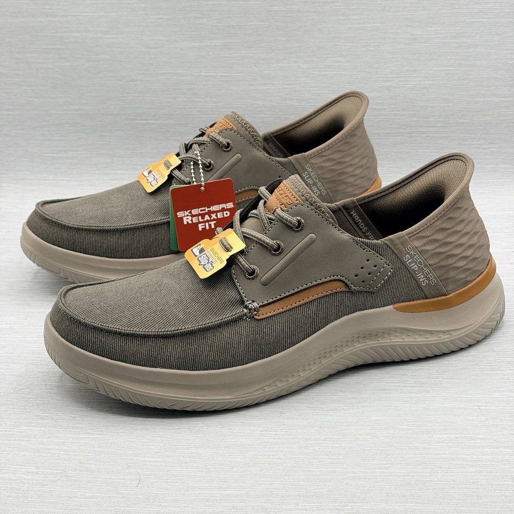 Skechers Slip Ins Men's 11.5 Wide Shoes Brown Relaxed Fit Comfort Hasting 205212